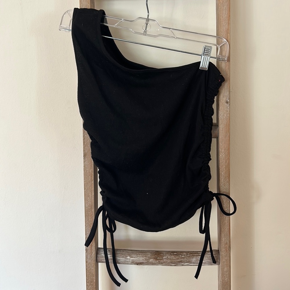 One shoulder ribbed tank top